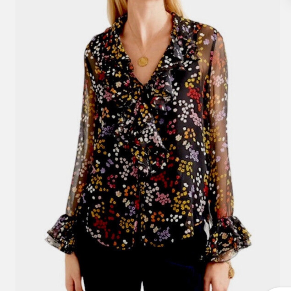See By Chloe Floral-print metallic fil coupé silk-georgette blouse